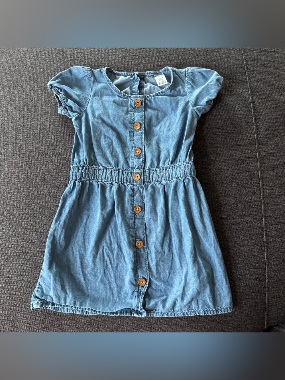 Oshkosh Light Blue Button-Front Chambray Denim Dress Short Sleeves Minimalist 5T